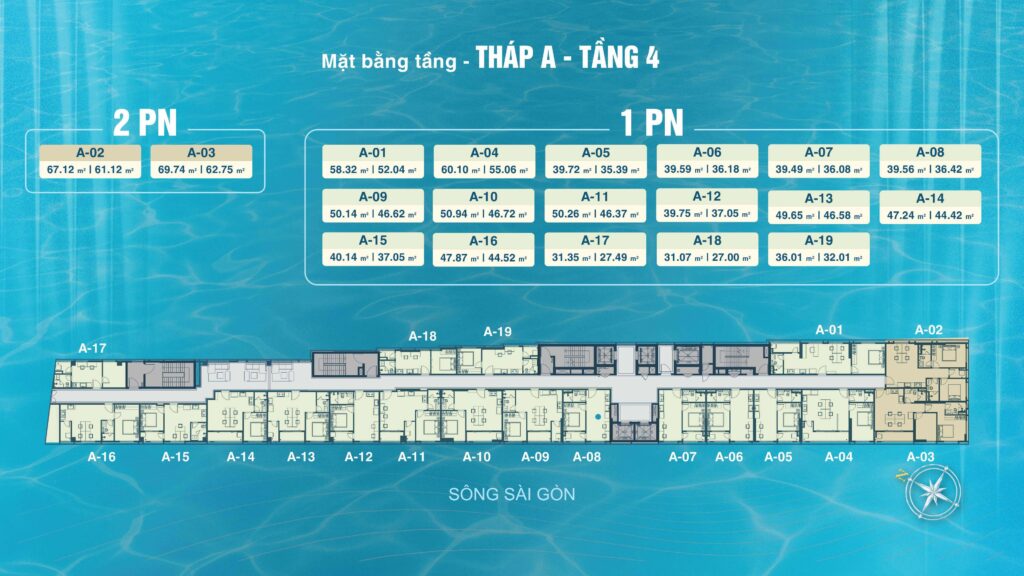 Mặt bằng tháp A tầng 4 Serena Riverside