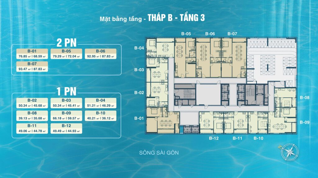Mặt bằng tháp B tầng 3 Serena Riverside