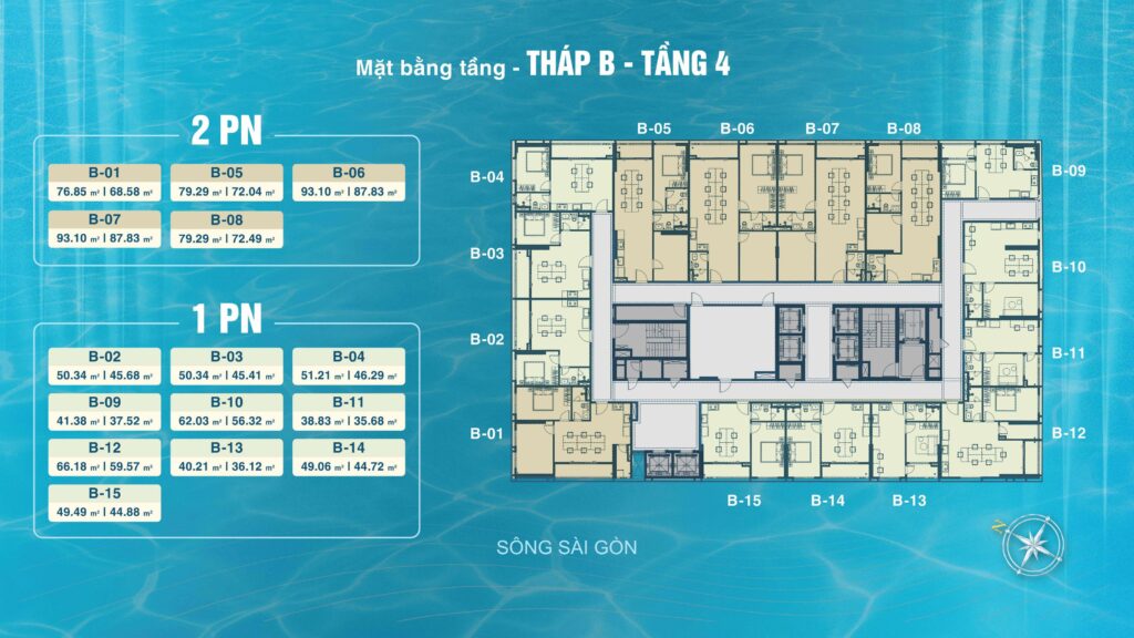 Mặt bằng tháp B tầng 4 Serena Riverside