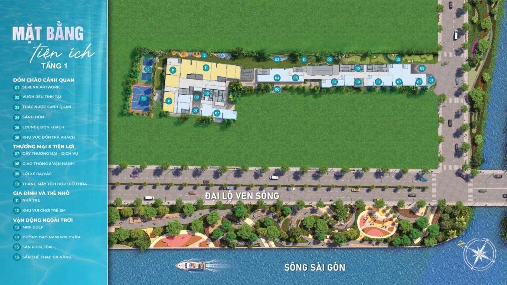 Mặt bằng tiện ích tầng 1 Serena Riverside